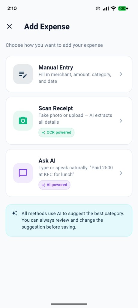 Add expense form